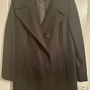 Anne Klein Black Double-Breasted Pea Coat